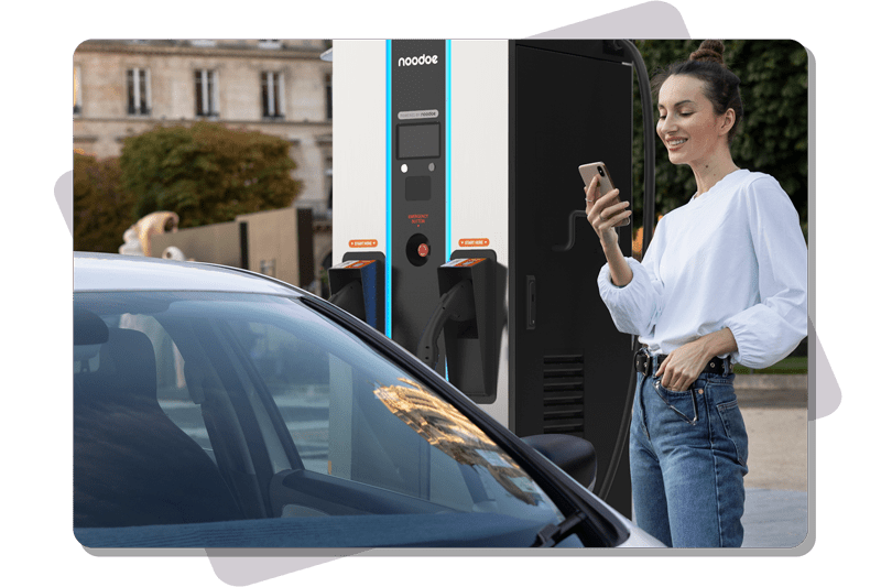 EV charger - DC chargers - DFCF - DC charging - fast charger for car - fast car charging - fast dc charging - dc fast charge station - ev charging stations australia - sydney - melbourne - brisbane - canberra - Noodoe electric vehicle charging stations