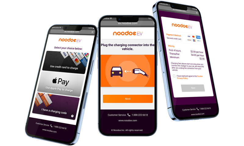 noodoe ev os scan pay charge mockup devices - ev chargers - best ev charger app - ev charging payment